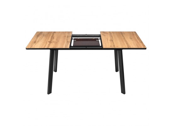 Стол Dublin раскладной 120-160х80х75 Дуб Вотан с чёрными ножками в Каменске-Уральском