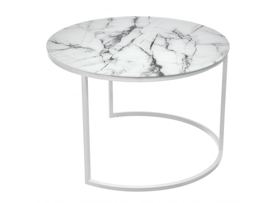 Набор кофейных столиков Tango белый мрамор с белыми ножками в Каменске-Уральском