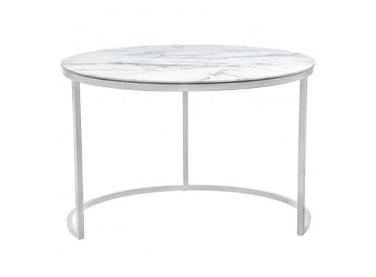 Набор кофейных столиков Tango белый мрамор с белыми ножками в Каменске-Уральском
