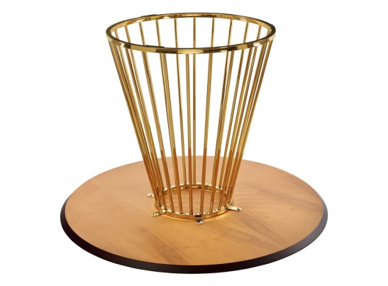 Стол Liverpool диам.110см, шпон орех лучевой набор, с золотистыми ножками в Каменске-Уральском