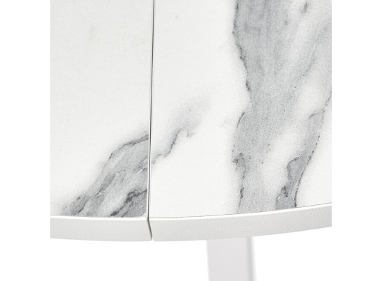 Стол Rudolf круглый раскладной 90-120x90x75см, белый мрамор, белый в Каменске-Уральском