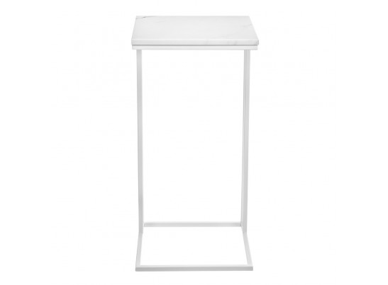 Придиванный столик Loft 35x35см, белый мрамор с белыми ножками в Каменске-Уральском