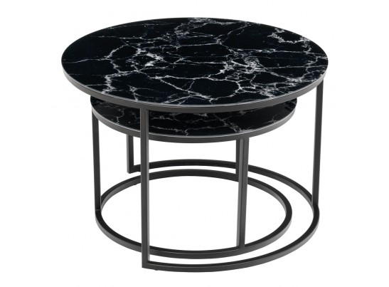 Набор кофейных столиков Tango чёрный мрамор с чёрными ножками, 2шт в Каменске-Уральском