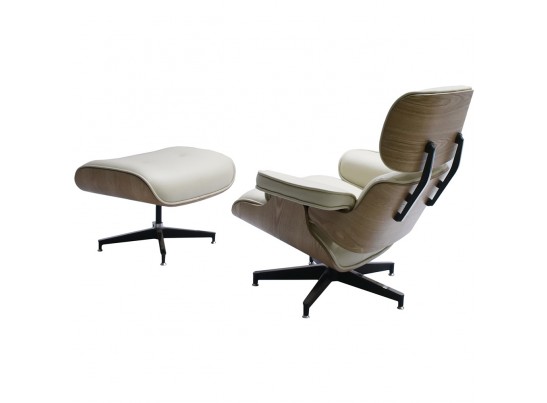 Кресло EAMES LOUNGE CHAIR и оттоманка EAMES LOUNGE CHAIR бежевые в Каменске-Уральском