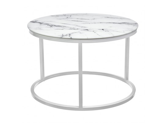 Набор кофейных столиков Tango белый мрамор с белыми ножками в Каменске-Уральском