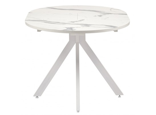 Стол Rudolf круглый раскладной 90-120x90x75см, белый мрамор, белый в Каменске-Уральском