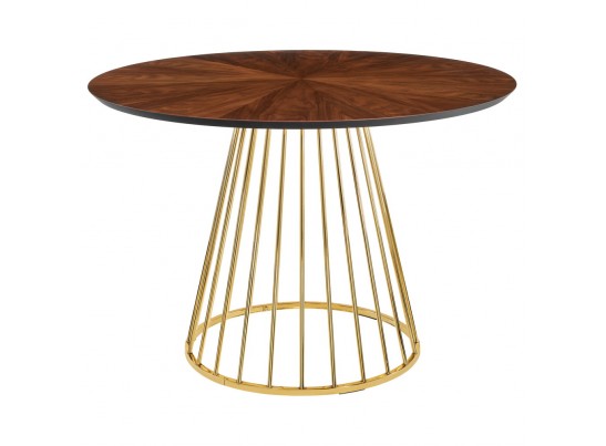 Стол Liverpool диам.110см, шпон орех лучевой набор, с золотистыми ножками в Каменске-Уральском