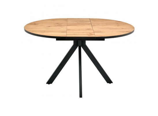 Стол Rudolf круглый раскладной 100-130x100x75см, Дуб Вотан, чёрный в Каменске-Уральском