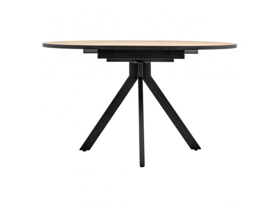 Стол Rudolf круглый раскладной 100-130x100x75см, Дуб Вотан, чёрный в Каменске-Уральском