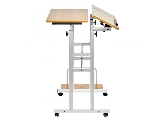 Стол многофункциональный Shuttle 80х58х80-130см, светлое дерево, белый в Каменске-Уральском