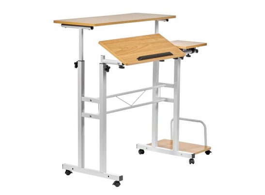 Стол многофункциональный Shuttle 80х58х80-130см, светлое дерево, белый в Каменске-Уральском