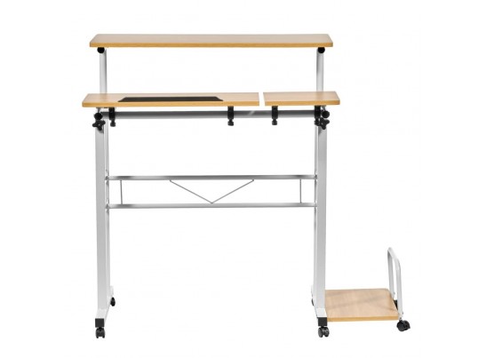 Стол многофункциональный Shuttle 80х58х80-130см, светлое дерево, белый в Каменске-Уральском