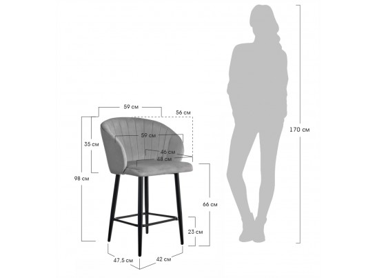 Стул полубарный Paola, материал и цвет под заказ в Каменске-Уральском