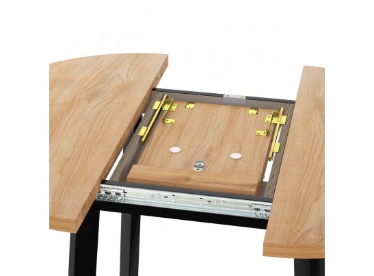 Стол Next круглый раскладной 90-120x90x76,5см, Дуб Навара, чёрный в Каменске-Уральском