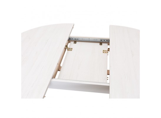 Стол Oslo круглый раскладной 110-140x110x76см, Сосна Рандерс структурное, белый в Каменске-Уральском