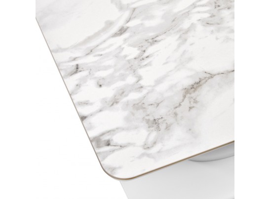 Стол Flame раскладной 116-155x80x76см, керамогранит белый мрамор, белый в Каменске-Уральском