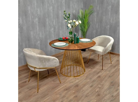 Стул-полукресло Martin миндальный шенилл с золотыми ножками в Каменске-Уральском