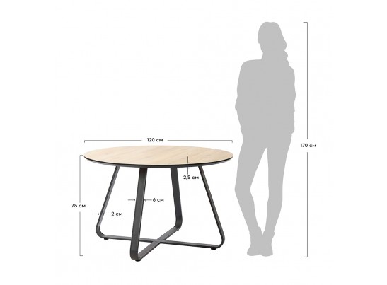 Стол Toronto дуб c чёрным, 120см в Каменске-Уральском