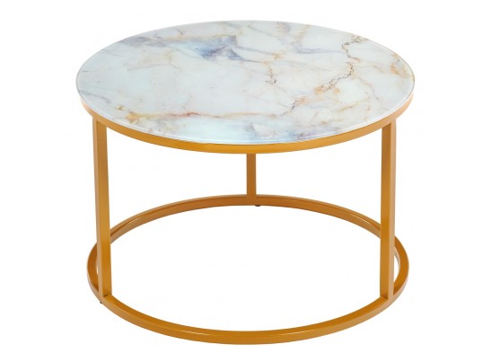 Набор кофейных столиков Tango бежевый мрамор с ножками матовое золото, 2шт в Каменске-Уральском
