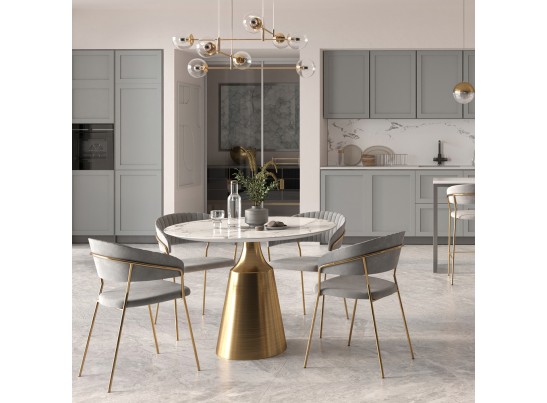 Комплект из 4-х стульев Turin синий с золотыми ножками в Каменске-Уральском