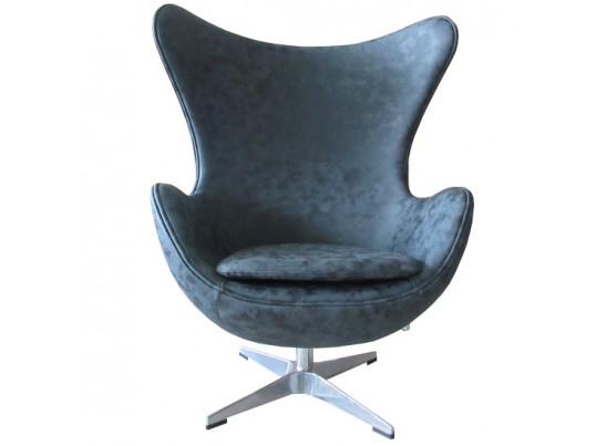 Кресло EGG CHAIR черный матовый с эффектом состаренная кожа в Каменске-Уральском