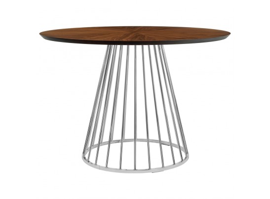 Стол Liverpool диам.110см, шпон орех лучевой набор, с хромированными ножками в Каменске-Уральском