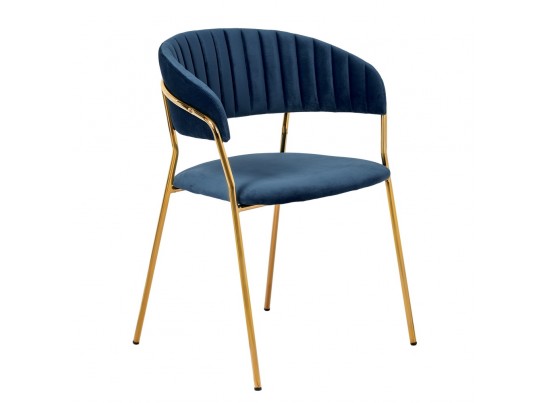 Комплект из 4-х стульев Turin синий с золотыми ножками в Каменске-Уральском