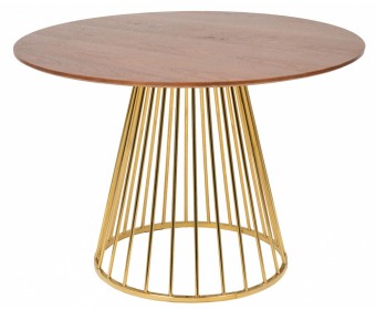 Стол Liverpool диам.110см, орех с золотистыми ножками