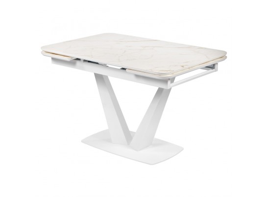 Стол Vito раскладной 120-184x80x75см, керамогранит белый мрамор, белый в Каменске-Уральском