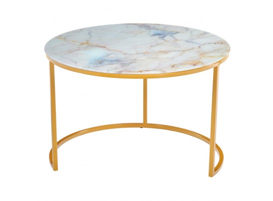 Набор кофейных столиков Tango бежевый мрамор с ножками матовое золото, 2шт в Каменске-Уральском
