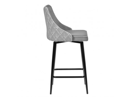 Стул полубарный Dave серый с жаккардом, с поворотным механизмом в Каменске-Уральском