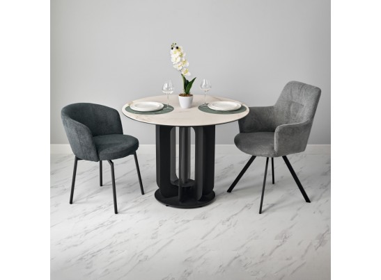 Стол Korfu диам.100см, керамогранит светлый мрамор в Каменске-Уральском