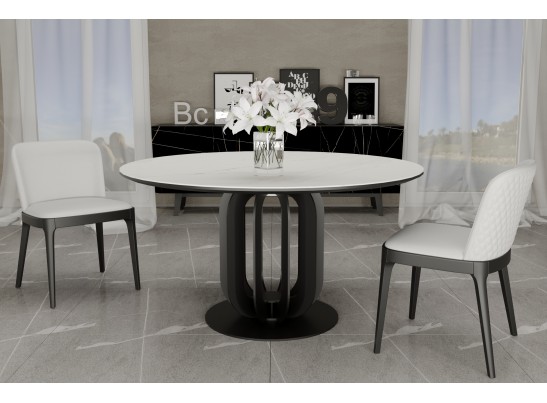 Стол Korfu диам.100см, керамогранит светлый мрамор в Каменске-Уральском