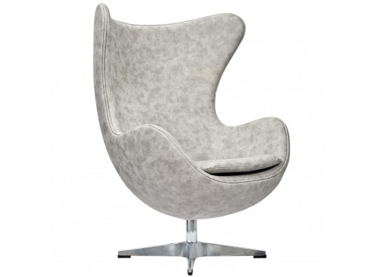 Кресло EGG CHAIR светло-серый матовый с эффектом состаренная кожа в Каменске-Уральском