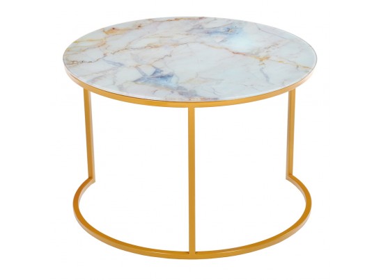 Набор кофейных столиков Tango бежевый мрамор с ножками матовое золото, 2шт в Каменске-Уральском