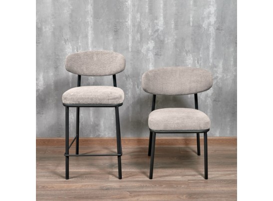 Стул полубарный Lucas 2 латте шенилл с чёрными ножками в Каменске-Уральском