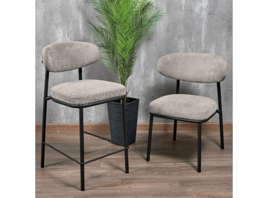 Стул полубарный Lucas 2 латте шенилл с чёрными ножками в Каменске-Уральском