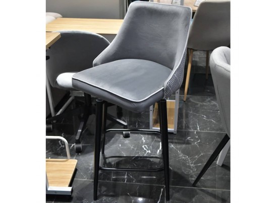 Стул полубарный Dave серый с жаккардом, с поворотным механизмом в Каменске-Уральском