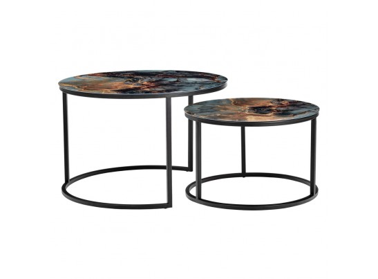 Набор кофейных столиков Tango космический с чёрными ножками, 2шт в Каменске-Уральском