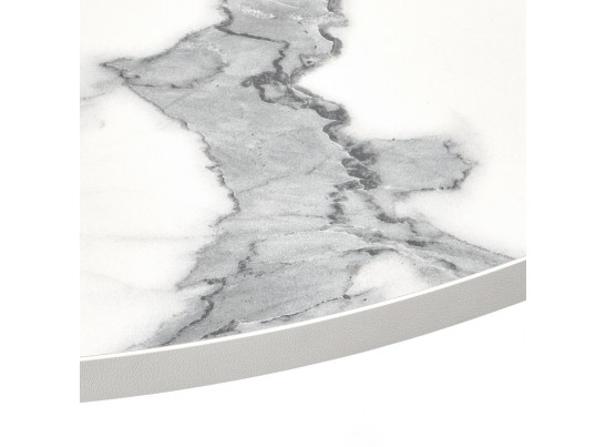 Стол Rudolf круглый раскладной 90-120x90x75см, белый мрамор, чёрный в Каменске-Уральском