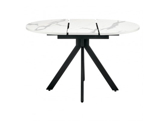 Стол Rudolf круглый раскладной 90-120x90x75см, белый мрамор, чёрный в Каменске-Уральском