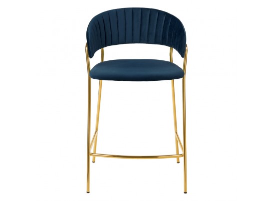 Стул полубарный Turin синий с золотыми ножками в Каменске-Уральском