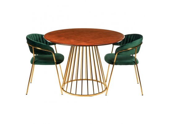 Стол Liverpool диам.110см, шпон орех с золотистыми ножками в Каменске-Уральском