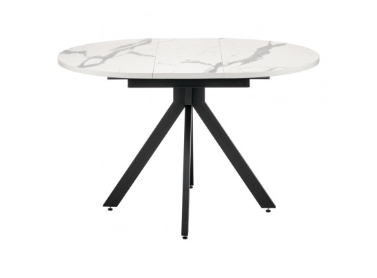 Стол Rudolf круглый раскладной 90-120x90x75см, белый мрамор, чёрный в Каменске-Уральском