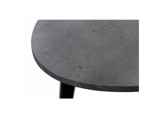 Стол Oslo круглый раскладной 110-140x110x75см, Бетон Портленд, чёрный в Каменске-Уральском