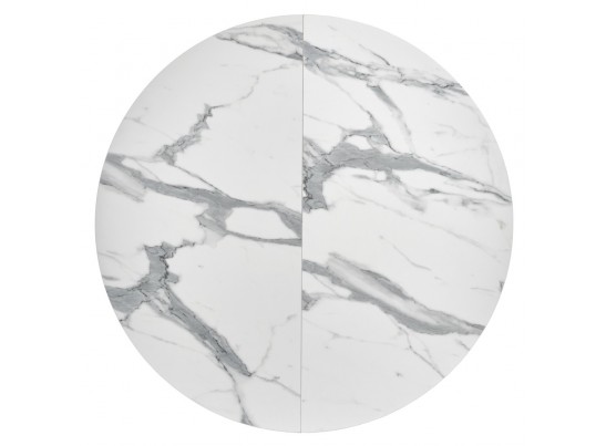 Стол Rudolf круглый раскладной 100-130x100x75см, белый мрамор, белый в Каменске-Уральском