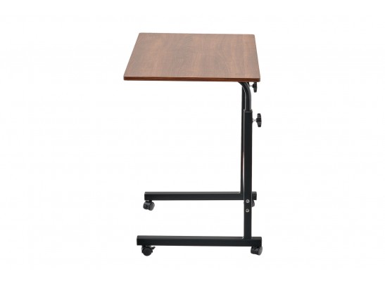 Стол многофункциональный на колесах, 60x40 см, «РОЛЛ», 2 ножки, регул.высота, мдф, металл, тёмн. дерево, черный в Каменске-Уральском