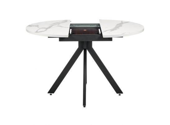 Стол Rudolf круглый раскладной 90-120x90x75см, белый мрамор, чёрный в Каменске-Уральском