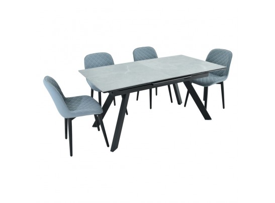 Стол Adam раскладной 140-190x90x75см, керамогранит серый мрамор, чёрный в Каменске-Уральском