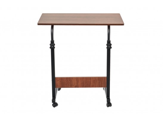 Стол многофункциональный на колесах, 60x40 см, «РОЛЛ», 2 ножки, регул.высота, мдф, металл, тёмн. дерево, черный в Каменске-Уральском
